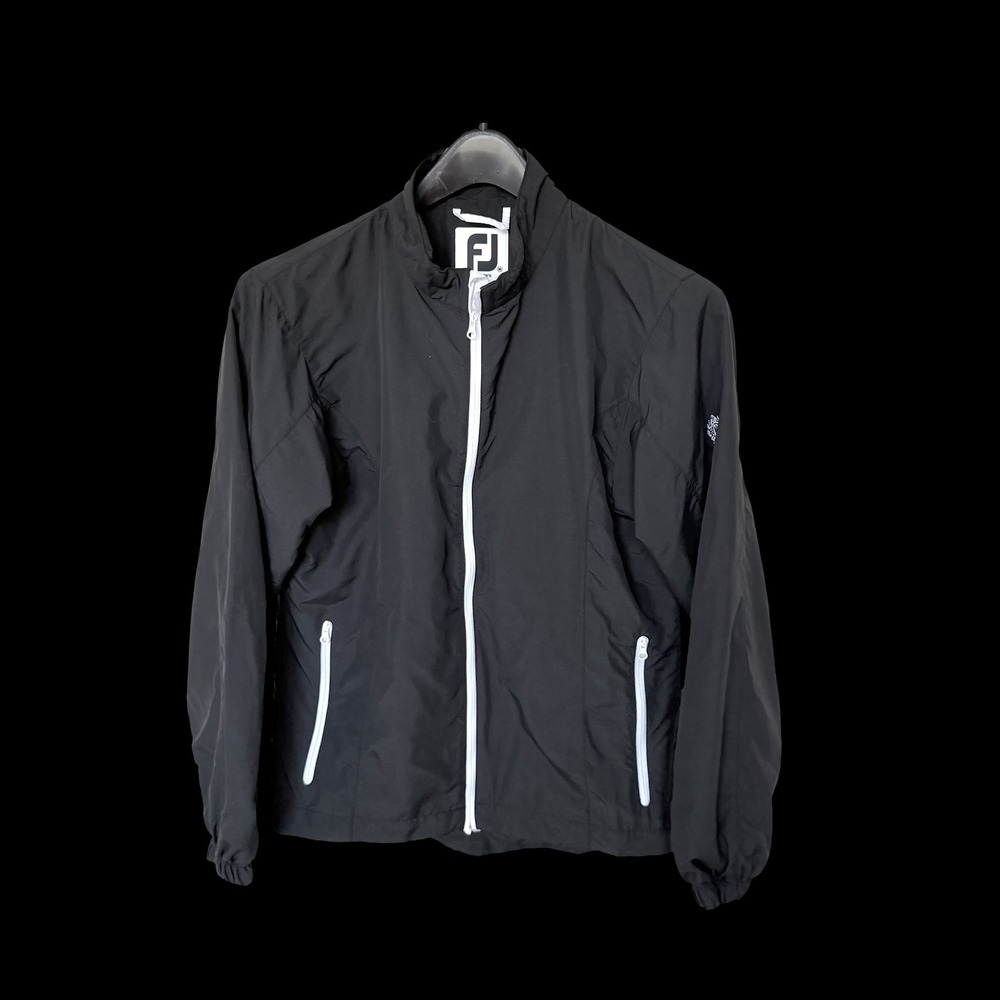 FootJoy Womens Golf Windbreaker Jacket Black White Full‎ Zip Lightweight M